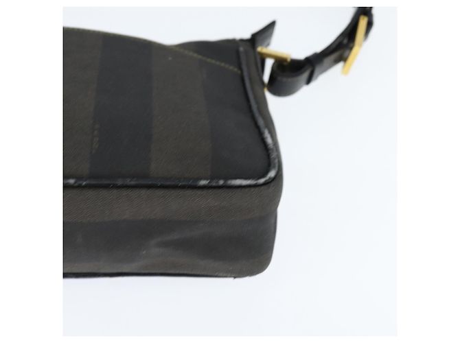 Pequin Borsa a Spalla in Tela Pecan FENDI PVC Nero Marrone Auth 150756 - vista 11