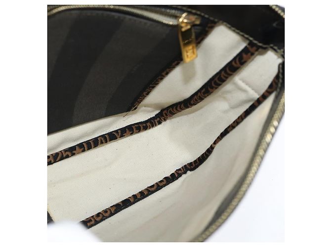Pequin Borsa a Spalla in Tela Pecan FENDI PVC Nero Marrone Auth 150756 - vista 16