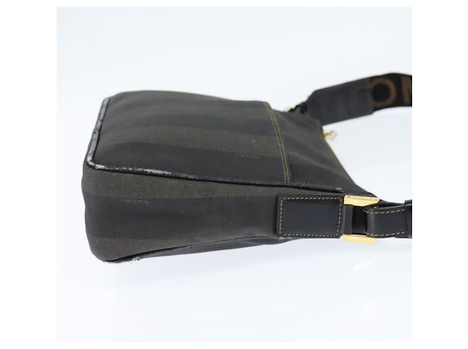 Pequin Borsa a Spalla in Tela Pecan FENDI PVC Nero Marrone Auth 150756 - vista 5