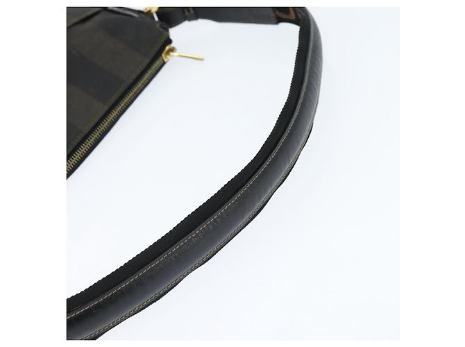 Pequin Borsa a Spalla in Tela Pecan FENDI PVC Nero Marrone Auth 150756 - vista 7
