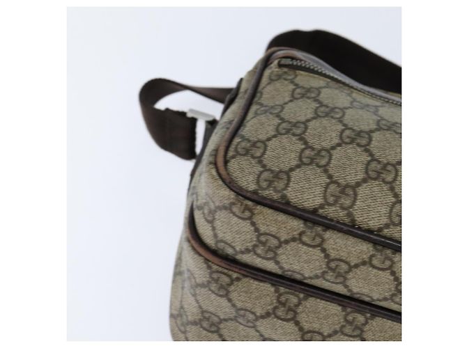 Gucci Borsa a spalla GG Supreme in PVC marrone argento Auth bs30401 - vista 10