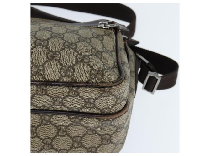 Gucci Borsa a spalla GG Supreme in PVC marrone argento Auth bs30401 - vista 11