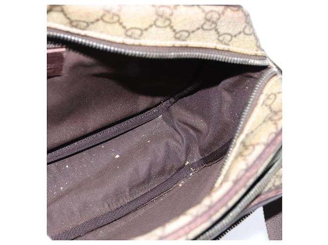 Gucci Borsa a spalla GG Supreme in PVC marrone argento Auth bs30401 - vista 18
