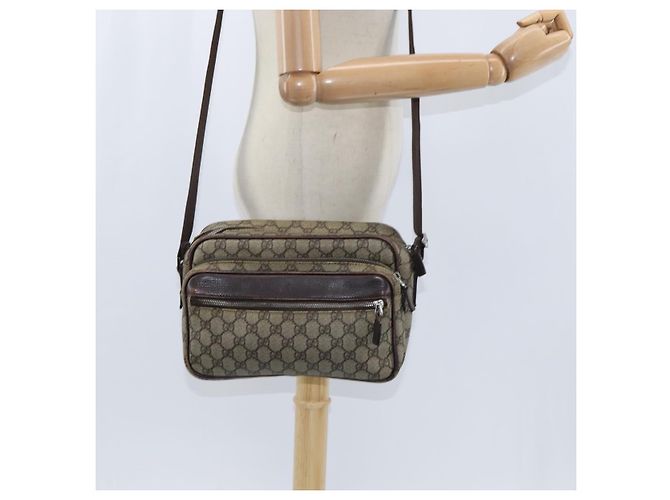 Gucci Borsa a spalla GG Supreme in PVC marrone argento Auth bs30401 - vista 24
