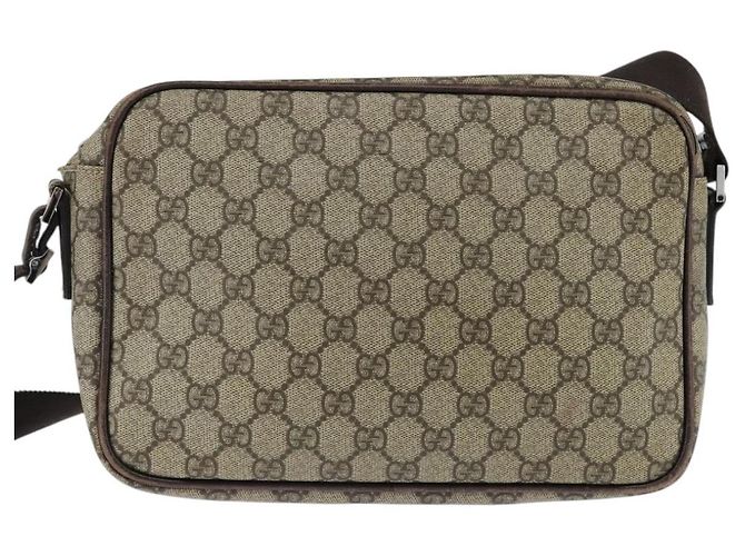 Gucci Borsa a spalla GG Supreme in PVC marrone argento Auth bs30401 - vista 3
