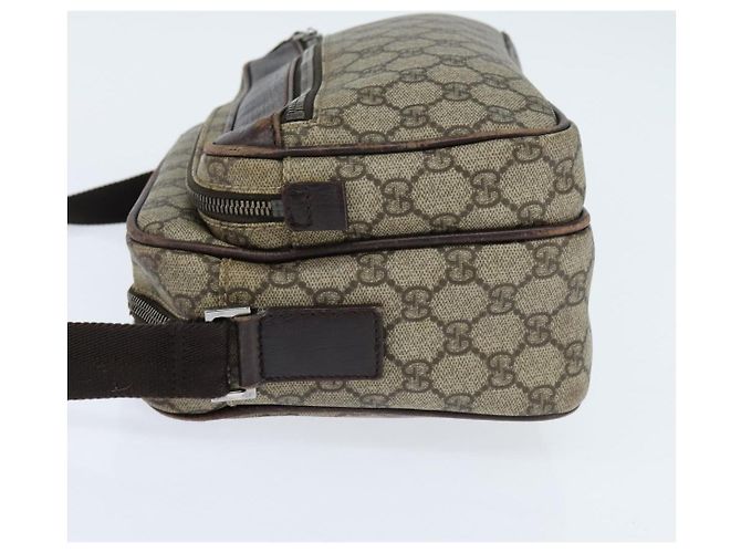 Gucci Borsa a spalla GG Supreme in PVC marrone argento Auth bs30401 - vista 4