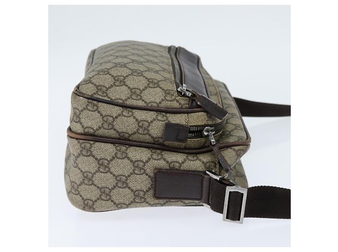 Gucci Borsa a spalla GG Supreme in PVC marrone argento Auth bs30401 - vista 5