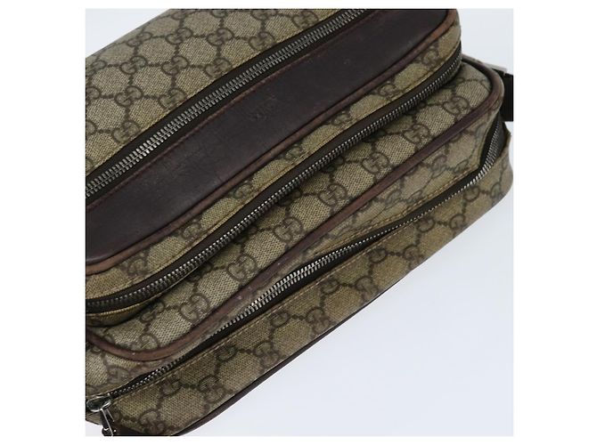 Gucci Borsa a spalla GG Supreme in PVC marrone argento Auth bs30401 - vista 6