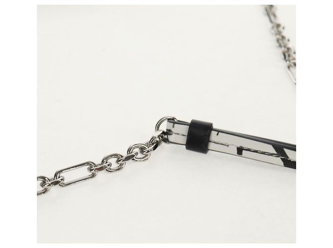 Autre Marque Borsa a mano con catena in pelle 2 in 1 Maison Margiela Bianco Nero Argento Auth 128505M - vista 10