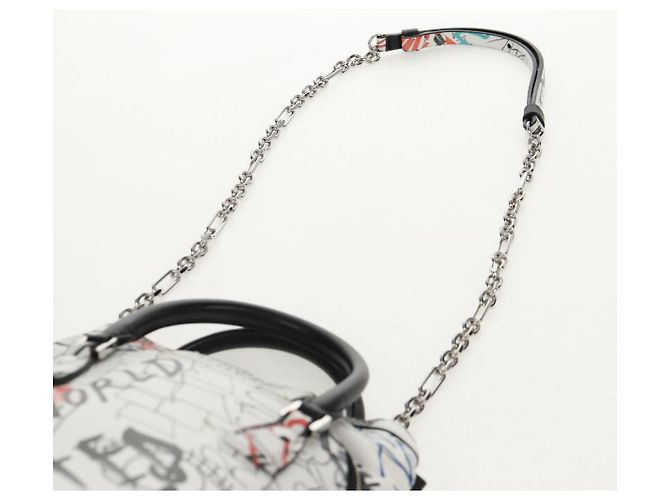 Autre Marque Borsa a mano con catena in pelle 2 in 1 Maison Margiela Bianco Nero Argento Auth 128505M - vista 11