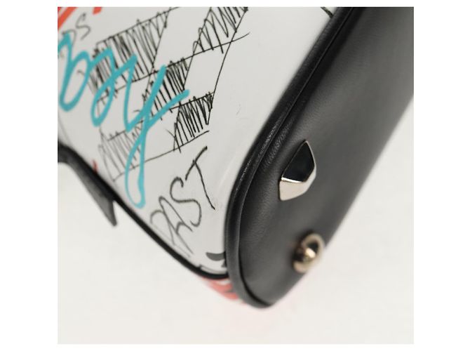 Autre Marque Borsa a mano con catena in pelle 2 in 1 Maison Margiela Bianco Nero Argento Auth 128505M - vista 13