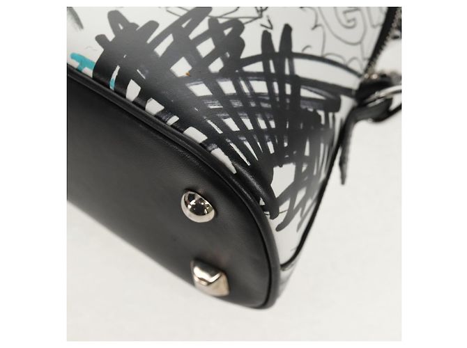 Autre Marque Borsa a mano con catena in pelle 2 in 1 Maison Margiela Bianco Nero Argento Auth 128505M - vista 14
