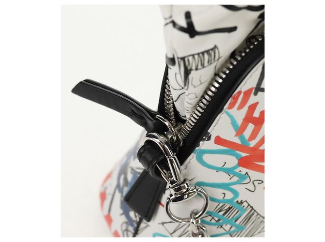 Autre Marque Borsa a mano con catena in pelle 2 in 1 Maison Margiela Bianco Nero Argento Auth 128505M - vista 17