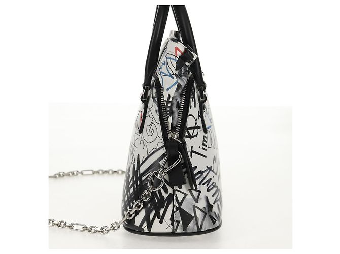 Autre Marque Borsa a mano con catena in pelle 2 in 1 Maison Margiela Bianco Nero Argento Auth 128505M - vista 4