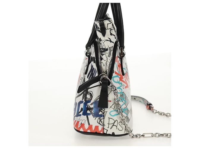 Autre Marque Borsa a mano con catena in pelle 2 in 1 Maison Margiela Bianco Nero Argento Auth 128505M - vista 5