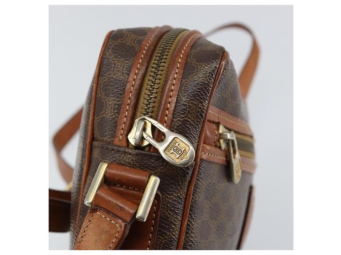 Céline Borsa a Spalla in Tela Macadam CELINE in Pelle PVC Marrone Oro Auth ep11508 D'oro - vista 16