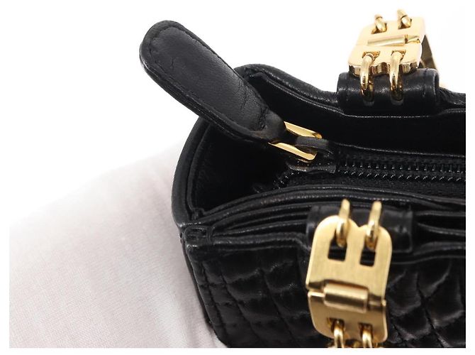 BALLY Borsa a Spalla Trapuntata in Pelle Nera e Oro Auth 153353 Nero D'oro - vista 10