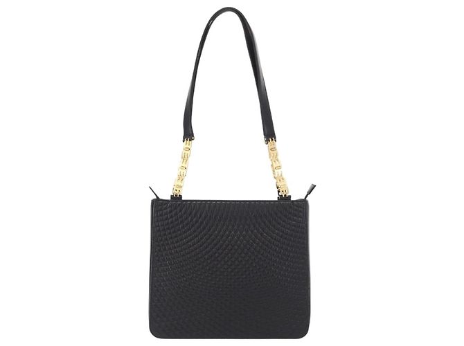 BALLY Borsa a Spalla Trapuntata in Pelle Nera e Oro Auth 153353 Nero D'oro - vista 13