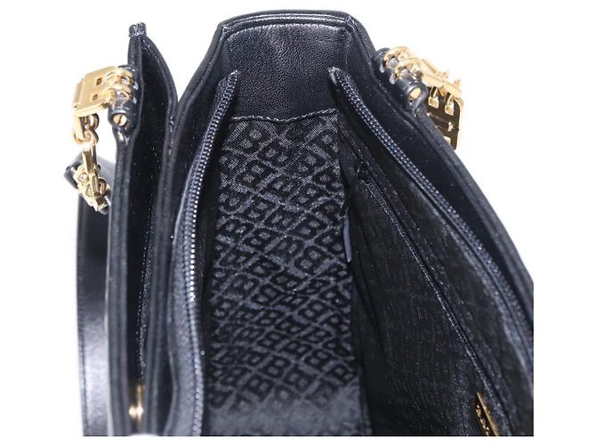 BALLY Borsa a Spalla Trapuntata in Pelle Nera e Oro Auth 153353 Nero D'oro - vista 20
