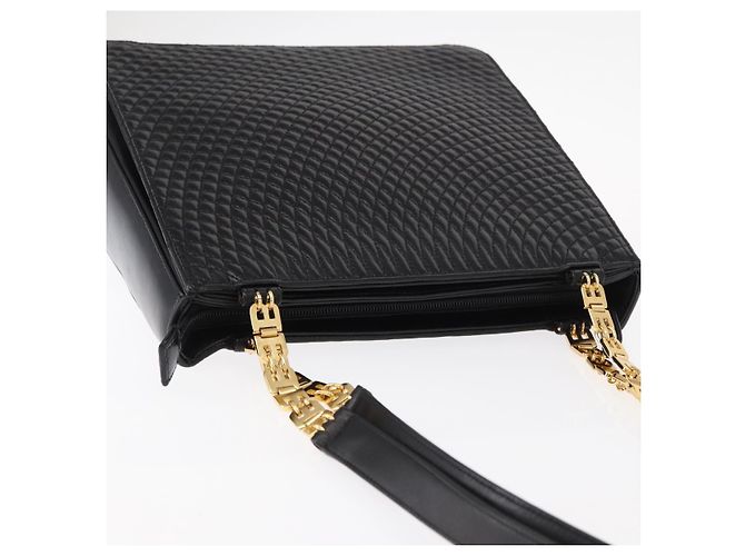 BALLY Borsa a Spalla Trapuntata in Pelle Nera e Oro Auth 153353 Nero D'oro - vista 6