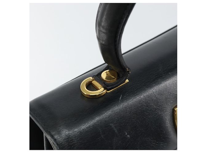 Borsa a mano Gancini in smalto blu navy e oro Auth 149268 di Salvatore Ferragamo - vista 15