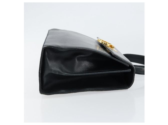 Borsa a mano Gancini in smalto blu navy e oro Auth 149268 di Salvatore Ferragamo - vista 4