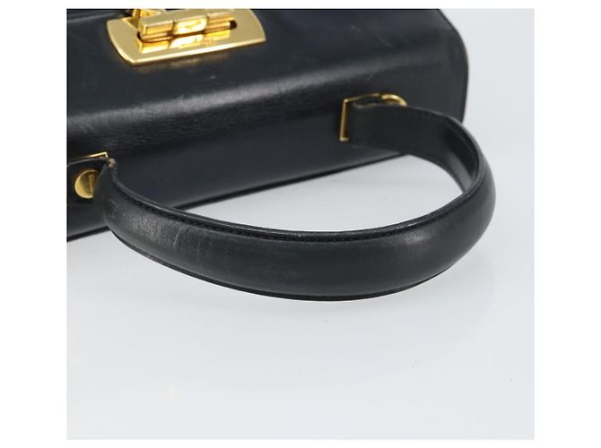 Borsa a mano Gancini in smalto blu navy e oro Auth 149268 di Salvatore Ferragamo - vista 7