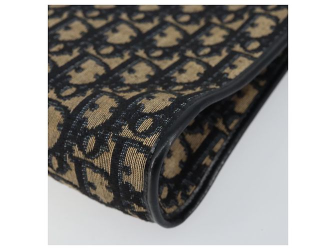 Borsa a Spalla in Tela Trotter Christian Dior Blu Navy Oro Auth ep11547 D'oro - vista 10