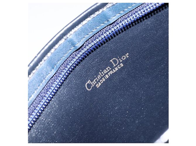 Borsa a Spalla in Tela Trotter Christian Dior Blu Navy Oro Auth ep11547 D'oro - vista 16