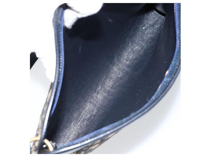 Borsa a Spalla in Tela Trotter Christian Dior Blu Navy Oro Auth ep11547 D'oro - vista 17
