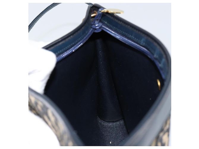 Borsa a Spalla in Tela Trotter Christian Dior Blu Navy Oro Auth ep11547 D'oro - vista 18