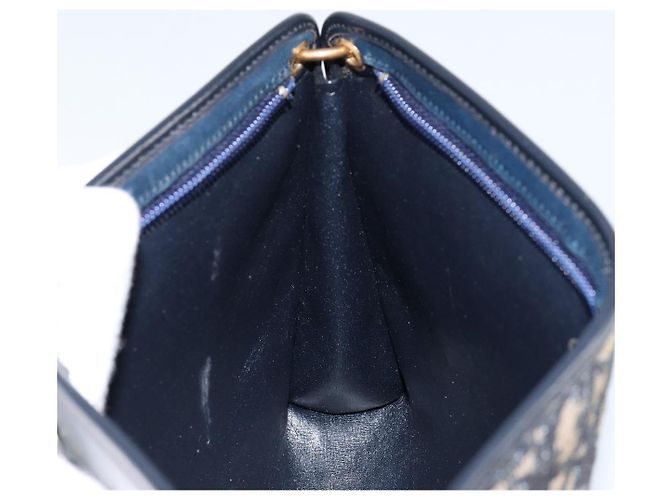 Borsa a Spalla in Tela Trotter Christian Dior Blu Navy Oro Auth ep11547 D'oro - vista 19