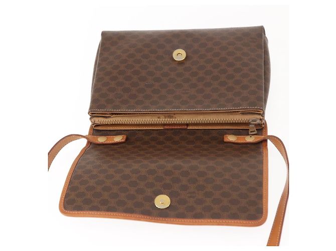 Céline Borsa a Spalla in Tela Macadam CELINE PVC Marrone Oro Auth ep11522 D'oro - vista 15