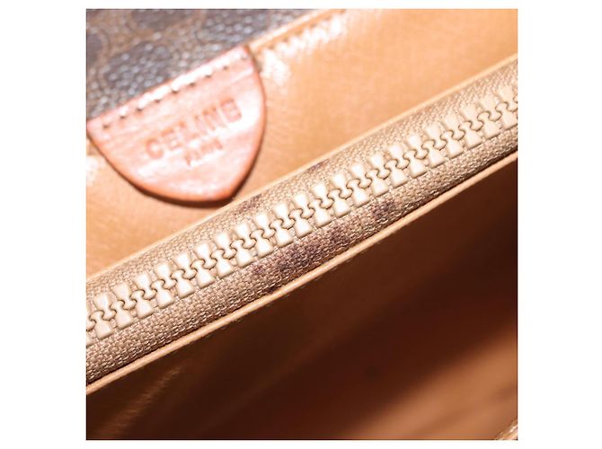 Céline Borsa a Spalla in Tela Macadam CELINE PVC Marrone Oro Auth ep11522 D'oro - vista 16
