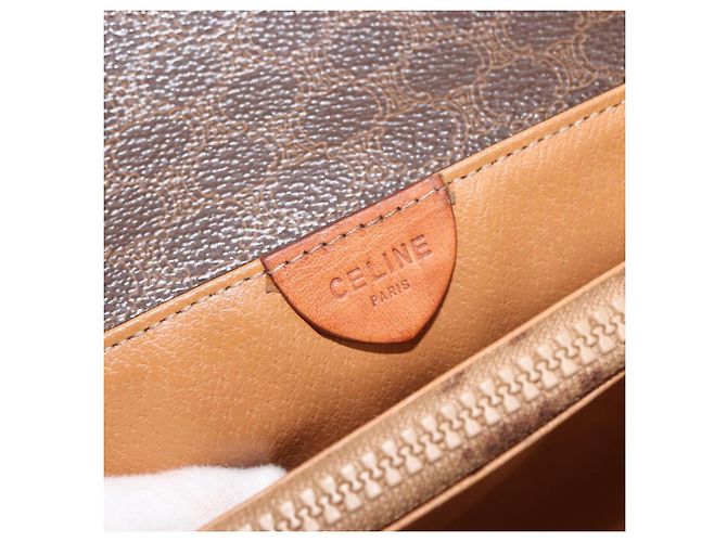 Céline Borsa a Spalla in Tela Macadam CELINE PVC Marrone Oro Auth ep11522 D'oro - vista 17