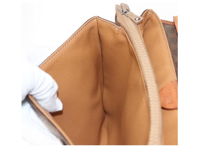 Céline Borsa a Spalla in Tela Macadam CELINE PVC Marrone Oro Auth ep11522 D'oro - vista 20