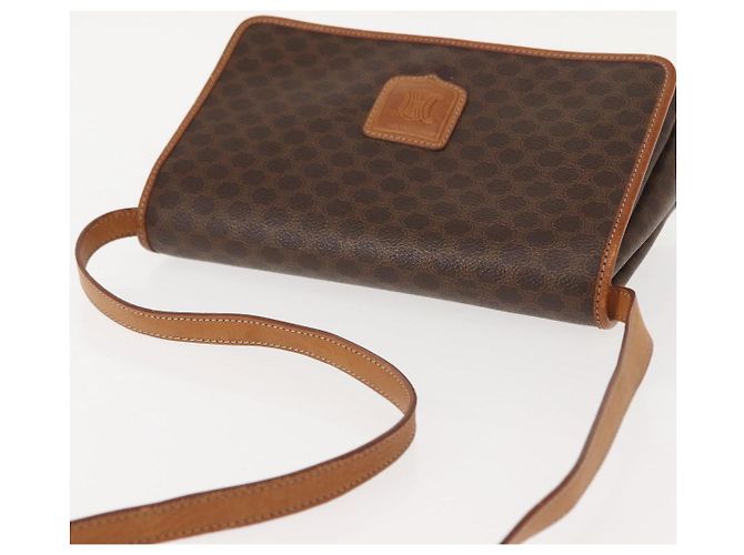 Céline Borsa a Spalla in Tela Macadam CELINE PVC Marrone Oro Auth ep11522 D'oro - vista 6