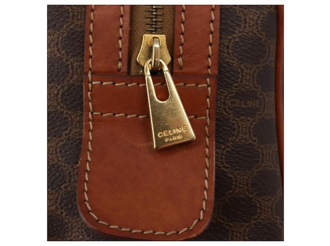 Céline Borsa a mano in tela Macadam CELINE PVC marrone oro Auth 147895 D'oro - vista 14