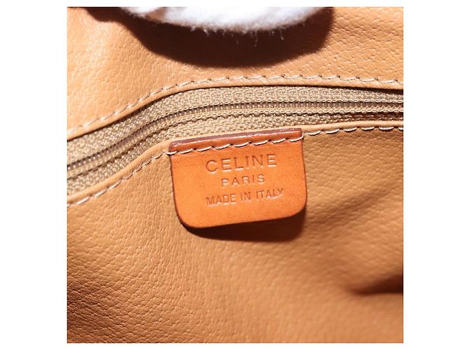 Céline Borsa a mano in tela Macadam CELINE PVC marrone oro Auth 147895 D'oro - vista 15