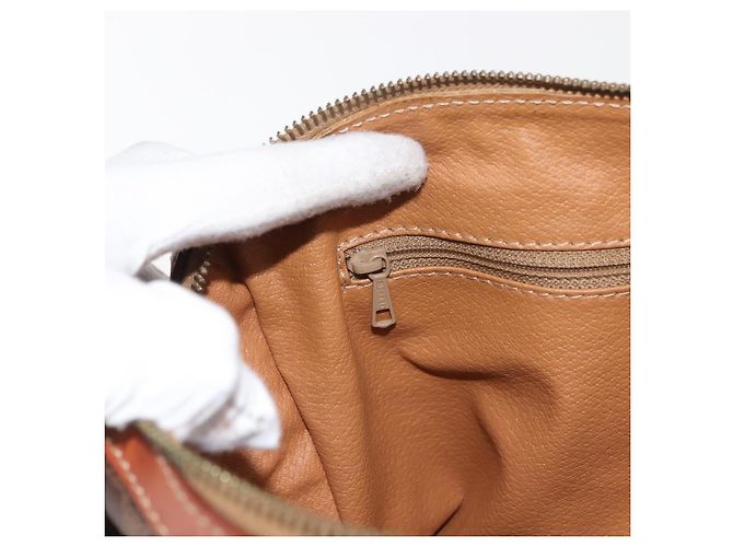 Céline Borsa a mano in tela Macadam CELINE PVC marrone oro Auth 147895 D'oro - vista 19