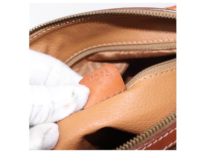Céline Borsa a mano in tela Macadam CELINE PVC marrone oro Auth 147895 D'oro - vista 21