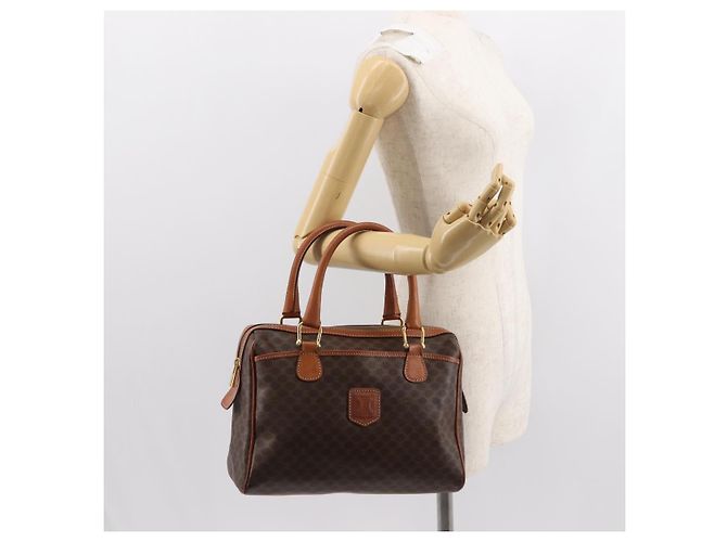 Céline Borsa a mano in tela Macadam CELINE PVC marrone oro Auth 147895 D'oro - vista 22