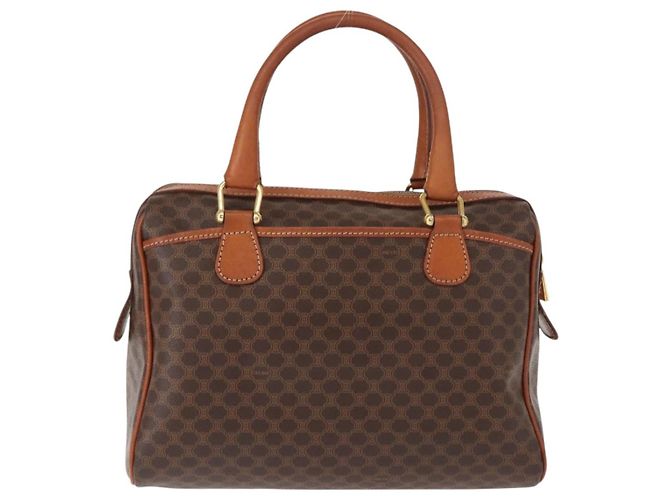 Céline Borsa a mano in tela Macadam CELINE PVC marrone oro Auth 147895 D'oro - vista 3
