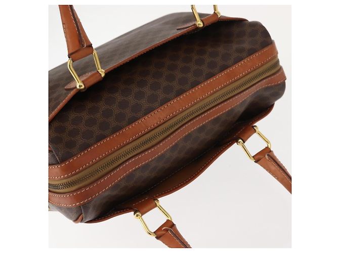 Céline Borsa a mano in tela Macadam CELINE PVC marrone oro Auth 147895 D'oro - vista 6