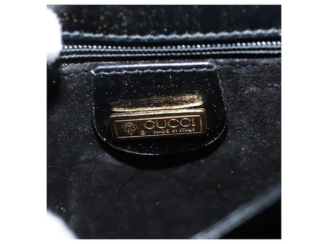 Borsa a Spalla in Pelle Nera e Oro GUCCI 001 406 0621 Auth BA7466 Nero D'oro - vista 15
