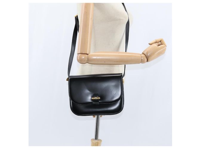 Borsa a Spalla in Pelle Nera e Oro GUCCI 001 406 0621 Auth BA7466 Nero D'oro - vista 23
