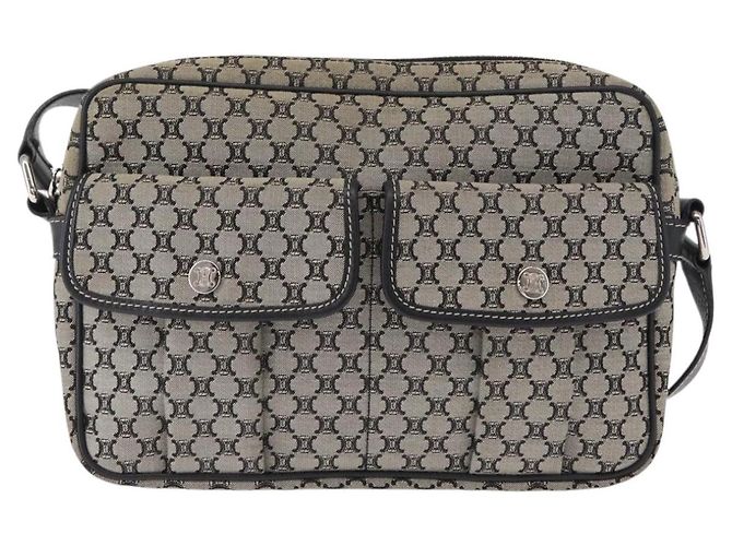 Céline Bolso de Hombro de Lona Macadam CELINE Gris Plata Auténtico ep11913 Castaño - vista 13