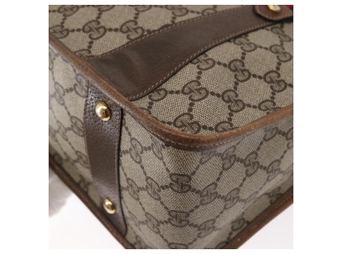 Gucci Borsa GG Supreme Web Sherry Line PVC 2way Beige Oro 41 02 039 Auth ep11903 D'oro - vista 18