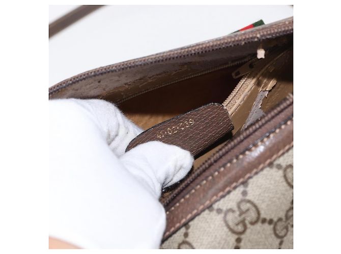 Gucci Borsa GG Supreme Web Sherry Line PVC 2way Beige Oro 41 02 039 Auth ep11903 D'oro - vista 24