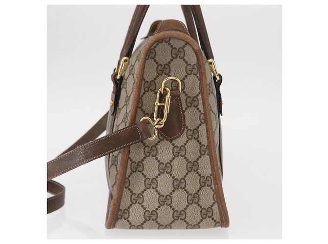 Gucci Borsa GG Supreme Web Sherry Line PVC 2way Beige Oro 41 02 039 Auth ep11903 D'oro - vista 3